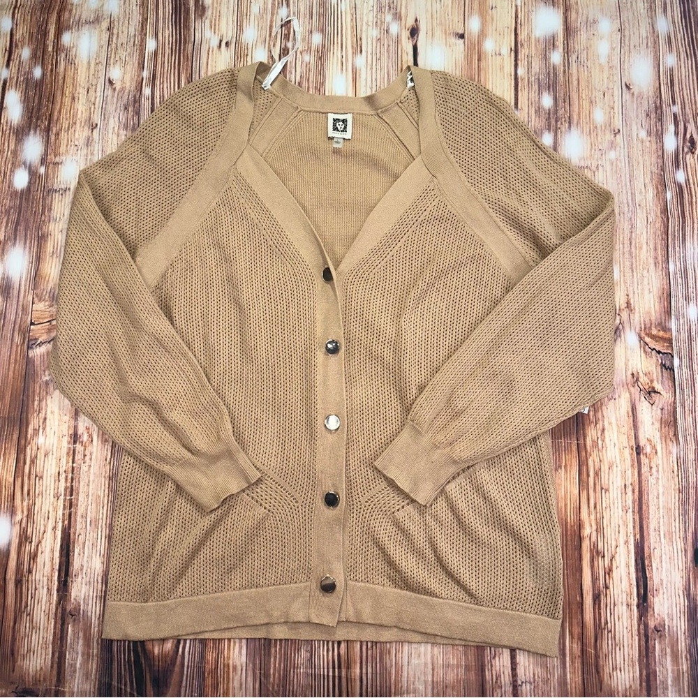 Anne Klein Womens Directional Knit Cardigan Size Large